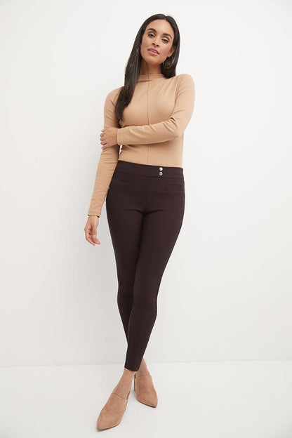 Skinny ankle pants with snaps