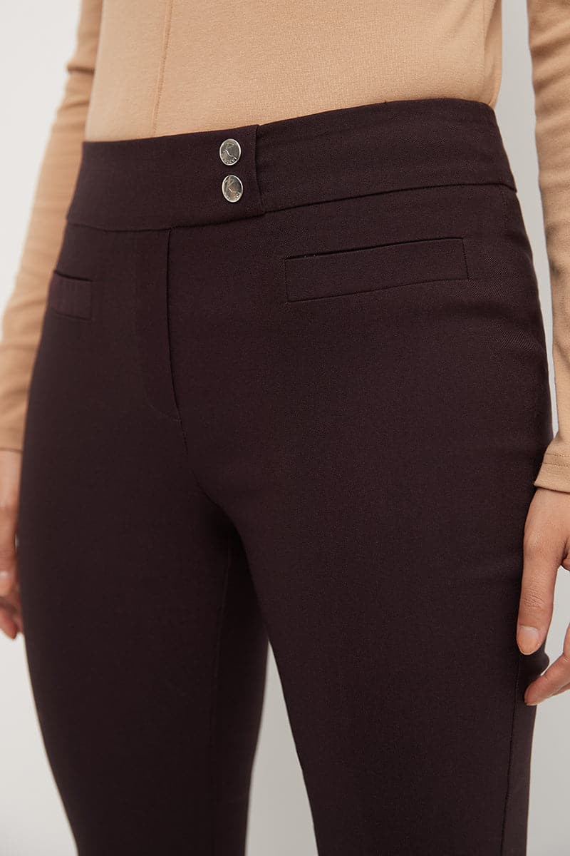 Skinny ankle pants with snaps