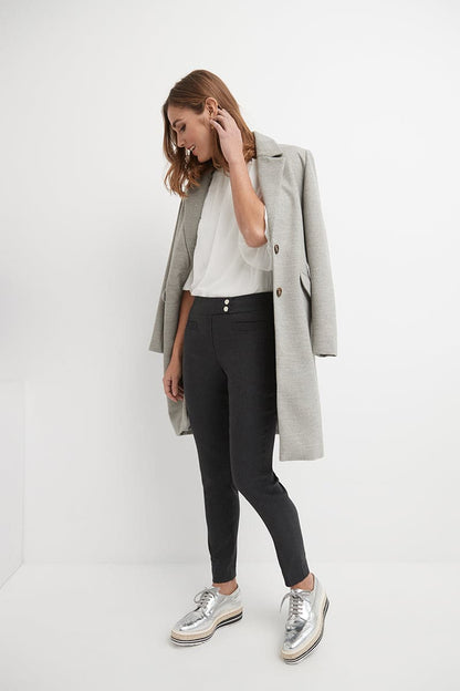 Skinny ankle pants with snaps