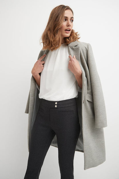 Skinny ankle pants with snaps