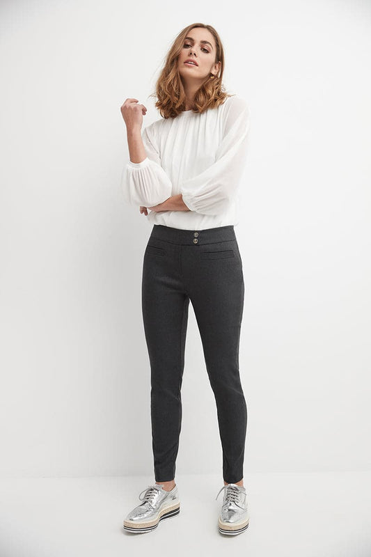 Skinny ankle pants with snaps