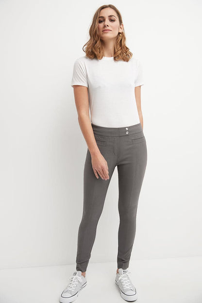 Skinny ankle pants with snaps