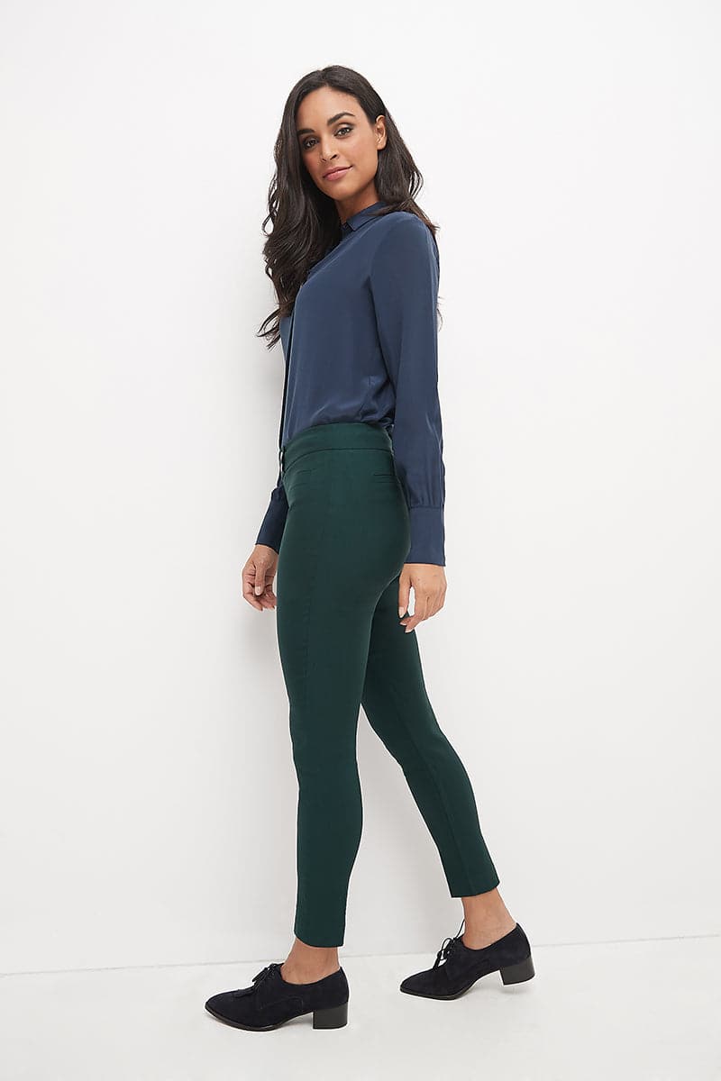 Skinny ankle pants with snaps