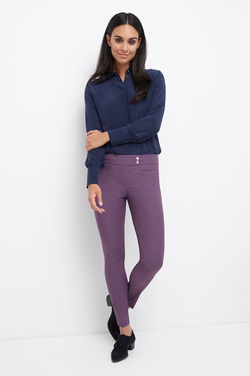 Skinny ankle pants with snaps