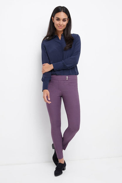 Skinny ankle pants with snaps