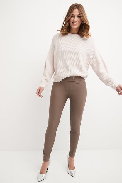 Skinny ankle pants with snaps