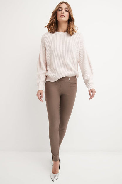 Skinny ankle pants with snaps