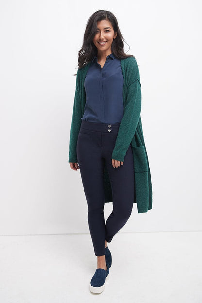 Skinny ankle pants with snaps