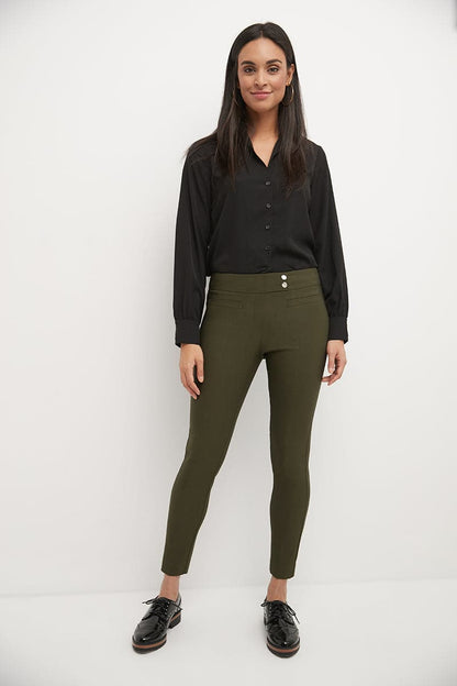Skinny ankle pants with snaps