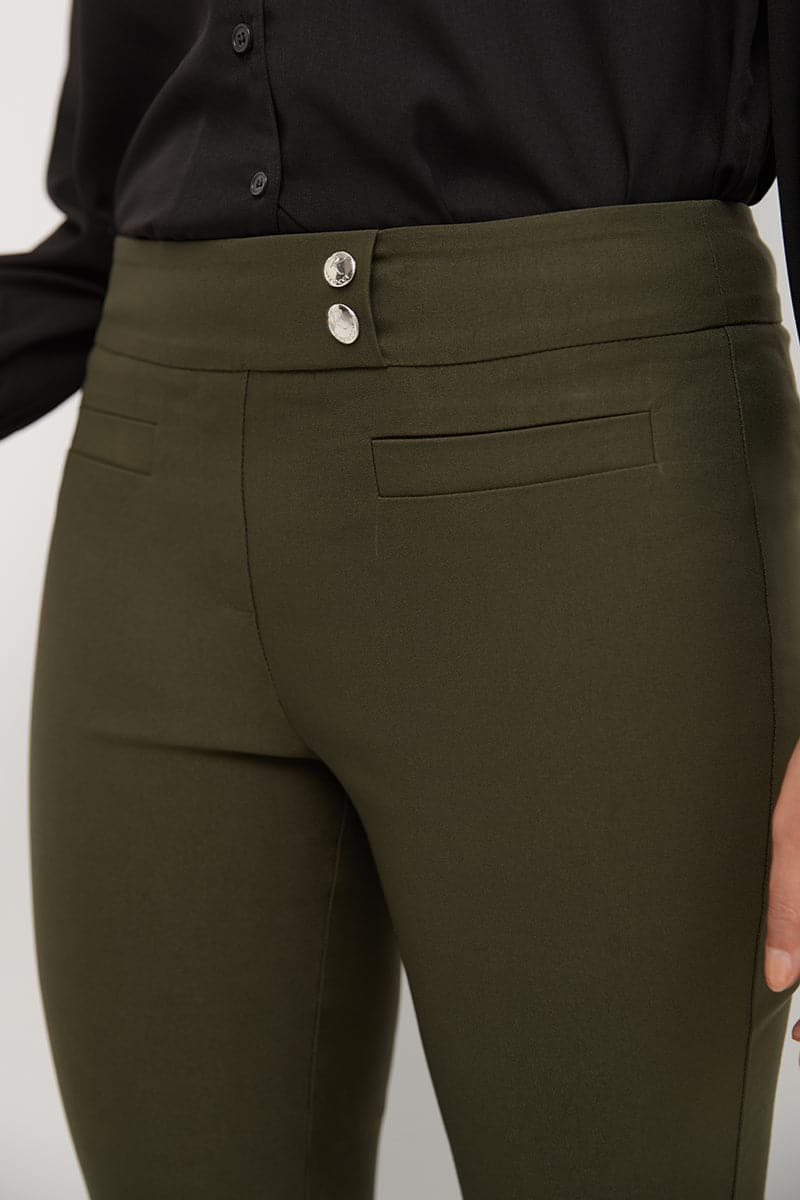 Skinny ankle pants with snaps