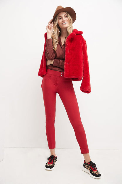 Skinny ankle pants with snaps