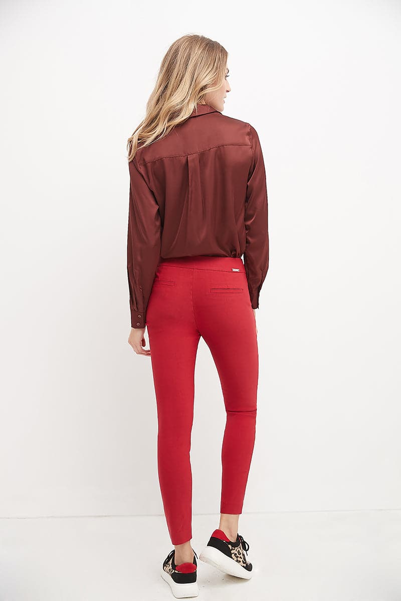 Skinny ankle pants with snaps