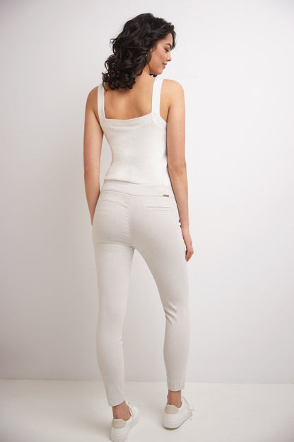 Skinny ankle pants with snaps