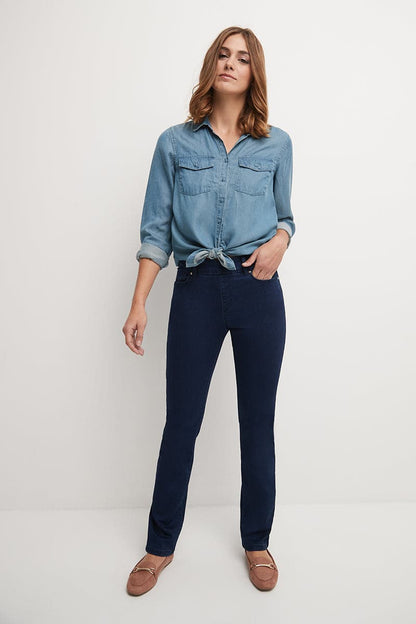 Secret Figure Pull-on Straight Leg Jeans with 5 real pockets