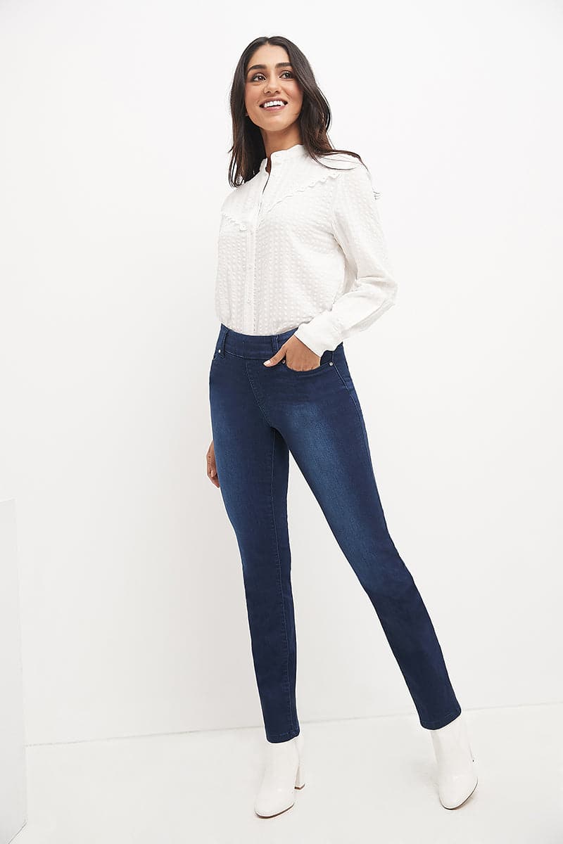 Secret Figure Pull-on Straight Leg Jeans with 5 real pockets