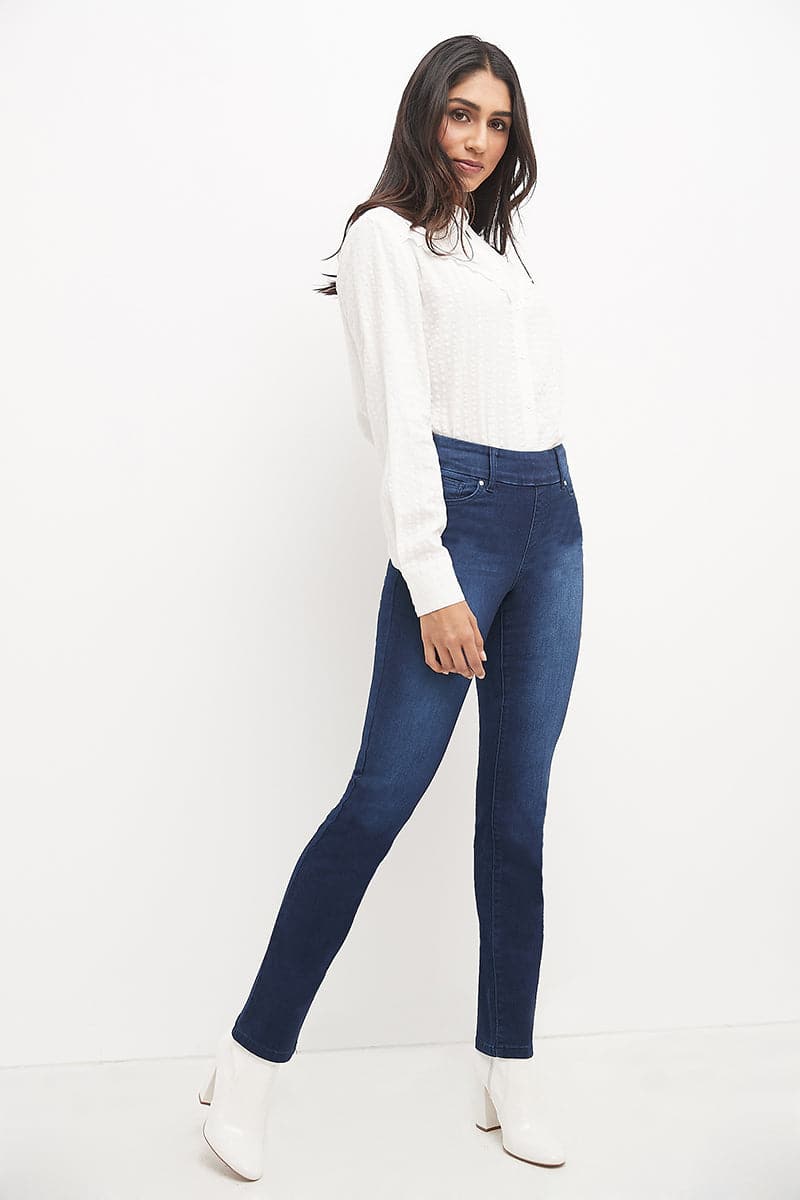 Rekucci Women's Secret Figure Premium Denim Bootcut Pull-On Jean (4, White)  at  Women's Jeans store