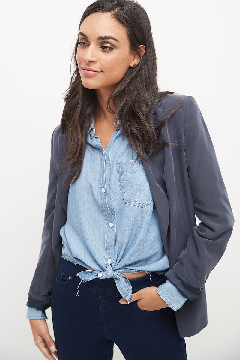 Skinny Pull-On Jeans with 5 Pocket Styling