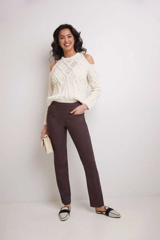 Straight classic pants with tummy control and pockets