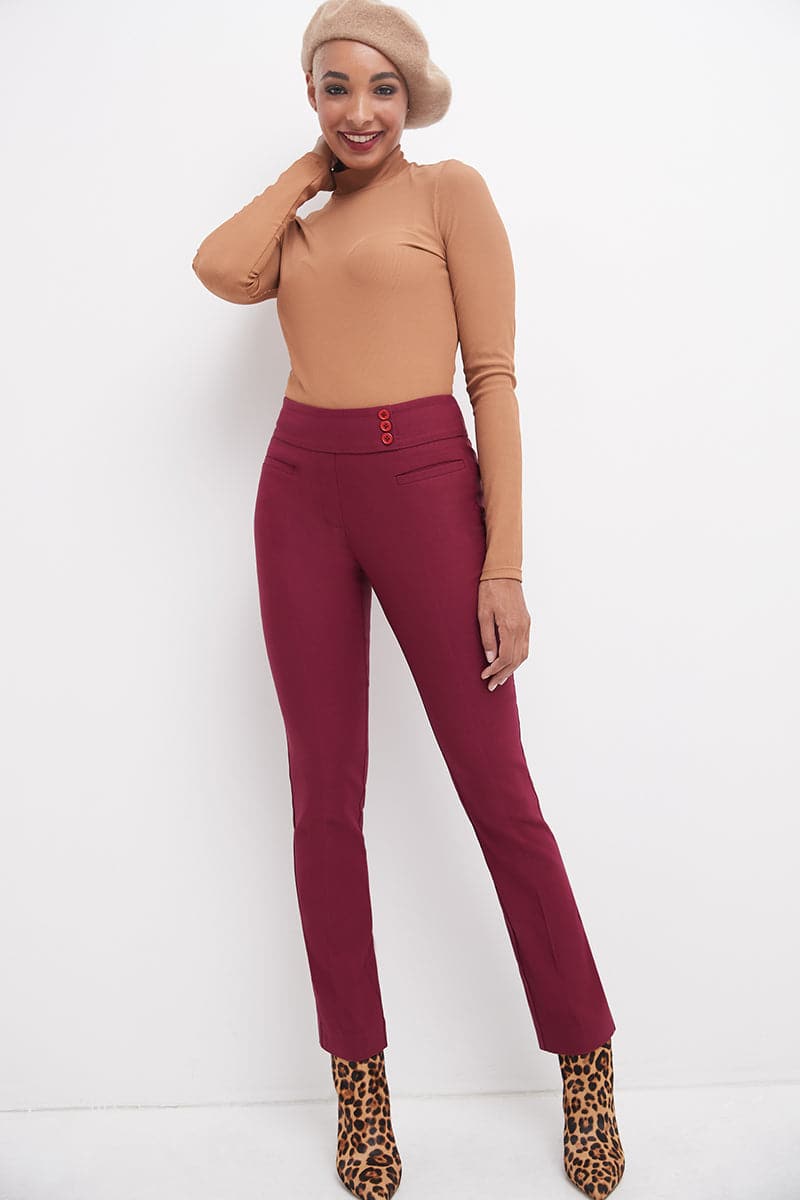 Straight classic pants with tummy control and pockets