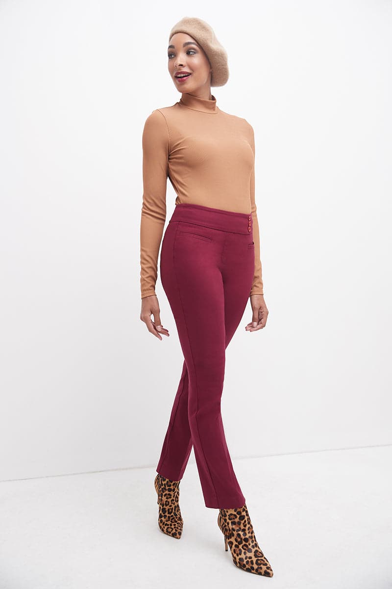 Straight classic pants with tummy control and pockets