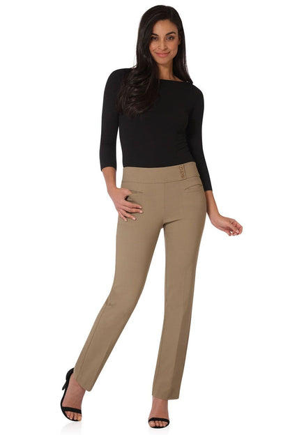 Straight classic pants with tummy control and pockets