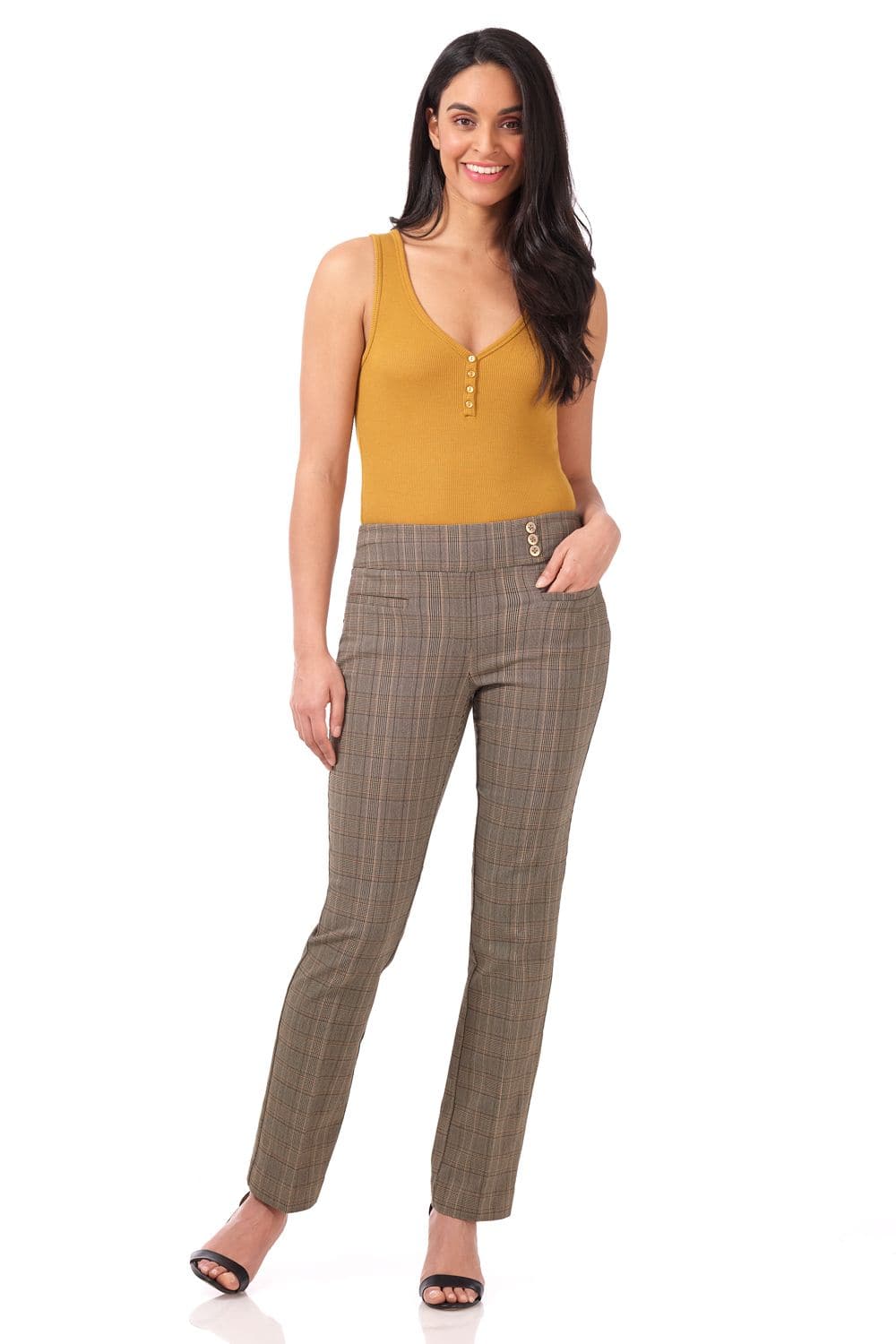 Straight classic pants with tummy control and pockets