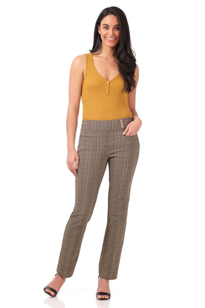 Straight classic pants with tummy control and pockets