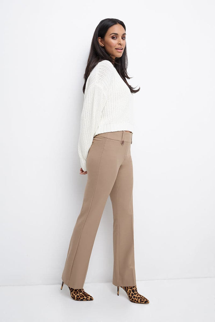 Pull-on Bootcut Trousers with Belt Loops & Tummy Control, Rekucci