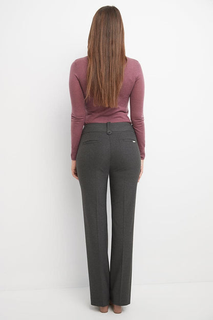 Pull-on Bootcut Trousers with Belt Loops & Tummy Control