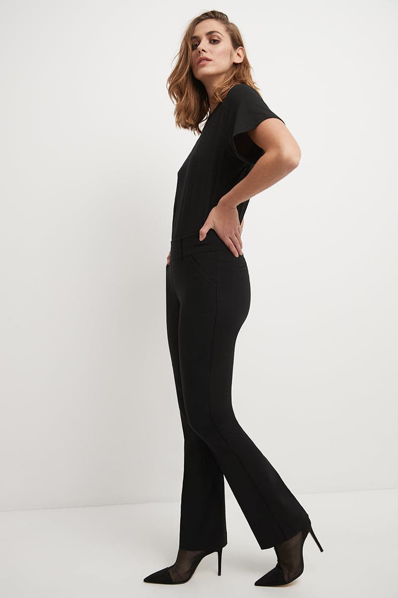 Stretch bootcut pants with tummy control and pockets