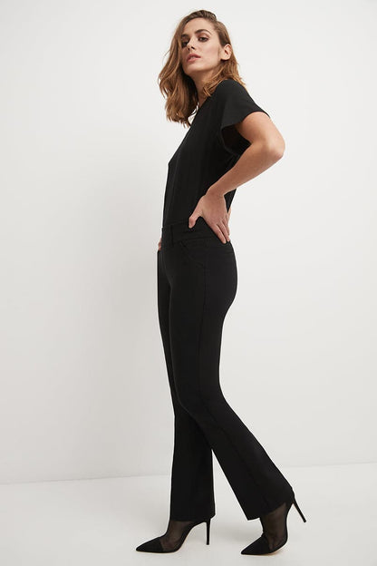 Stretch bootcut pants with tummy control and pockets