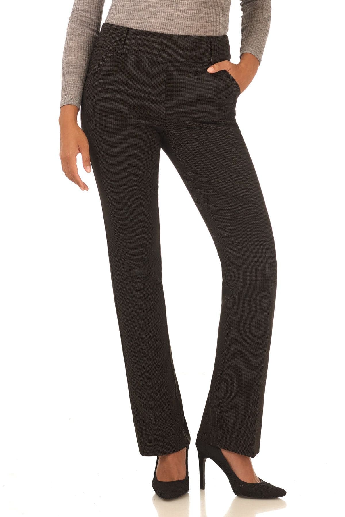 Stretch bootcut pants with tummy control and pockets