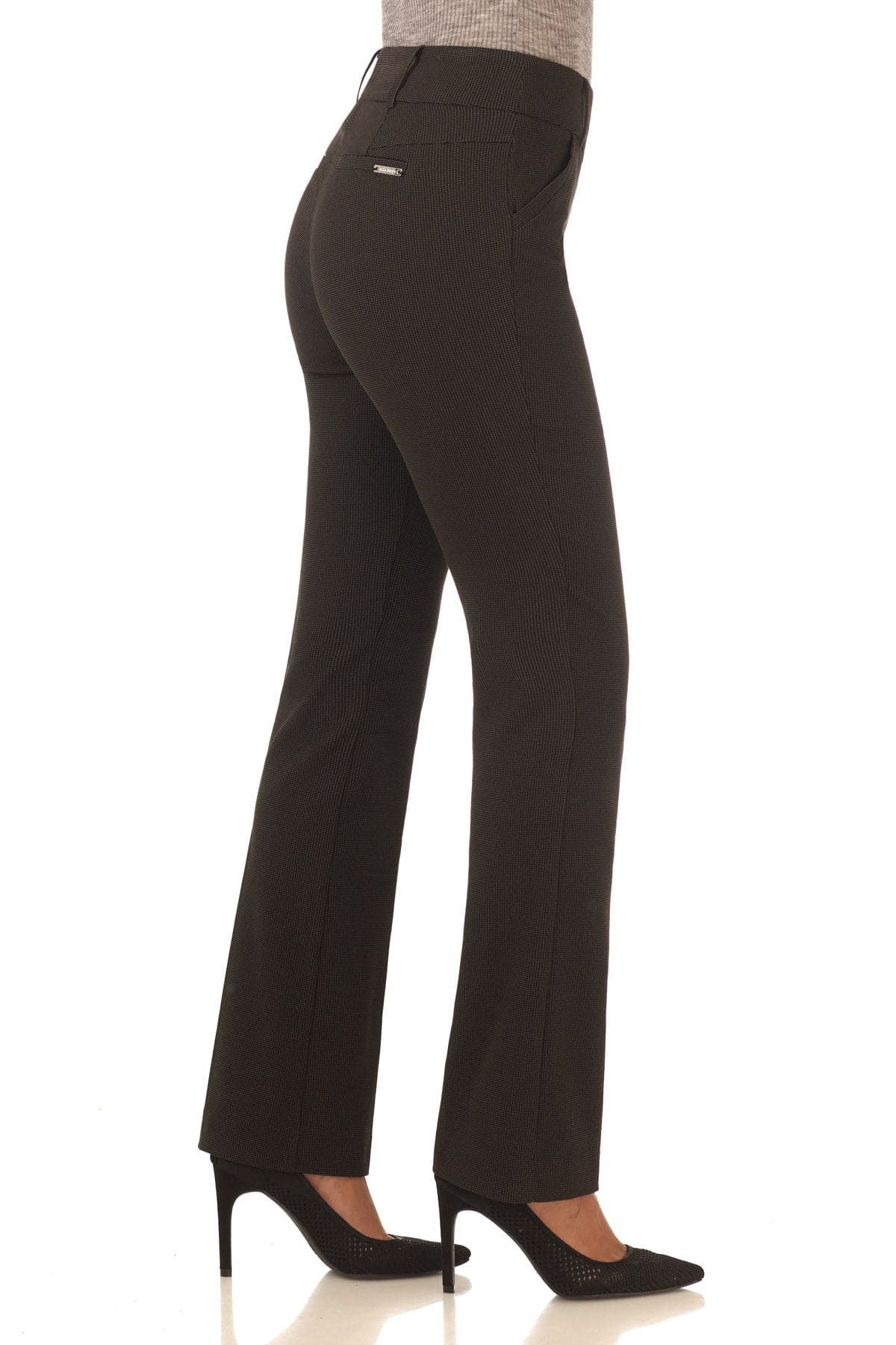 Stretch bootcut pants with tummy control and pockets