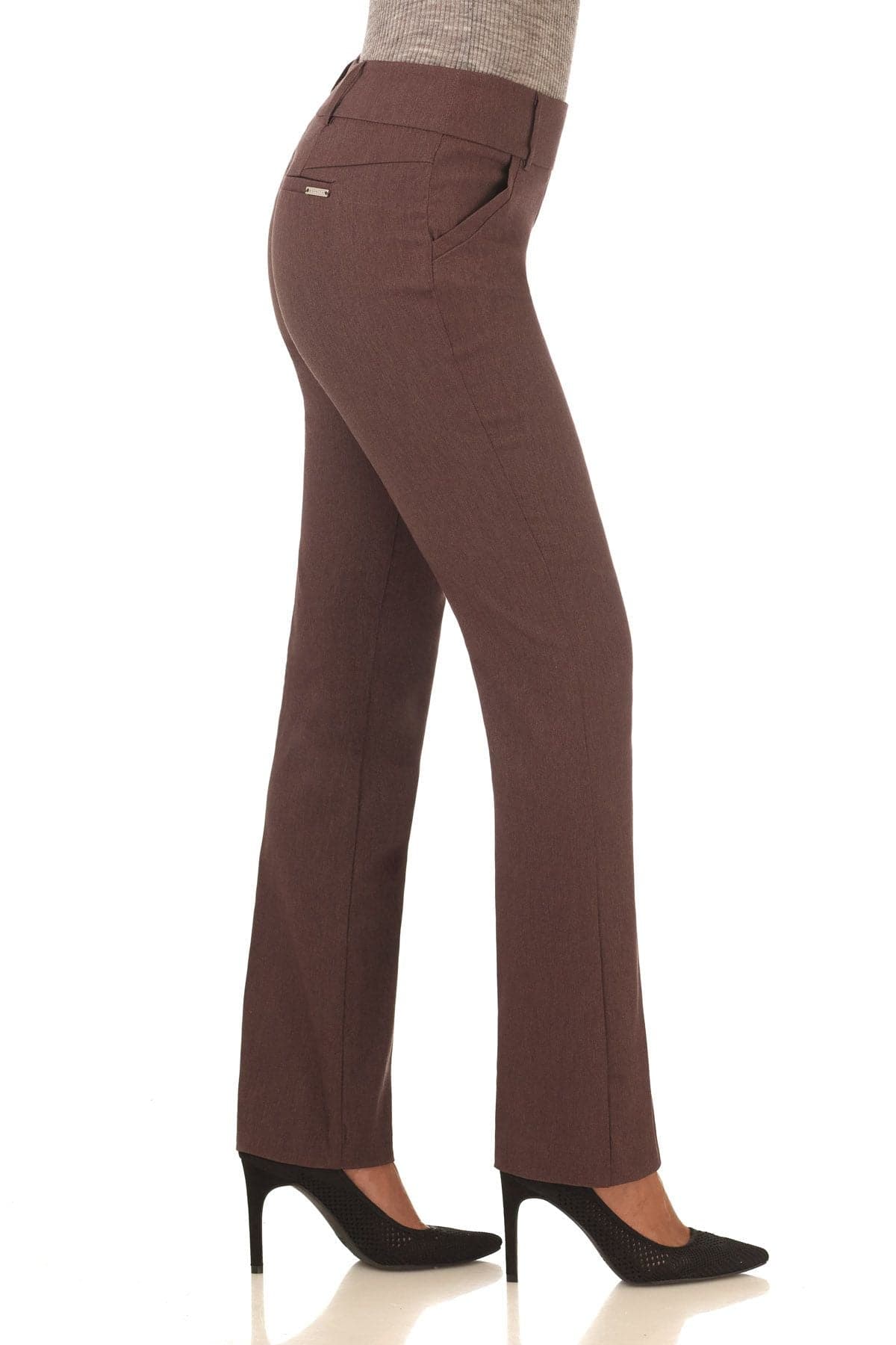 Stretch bootcut pants with tummy control and pockets