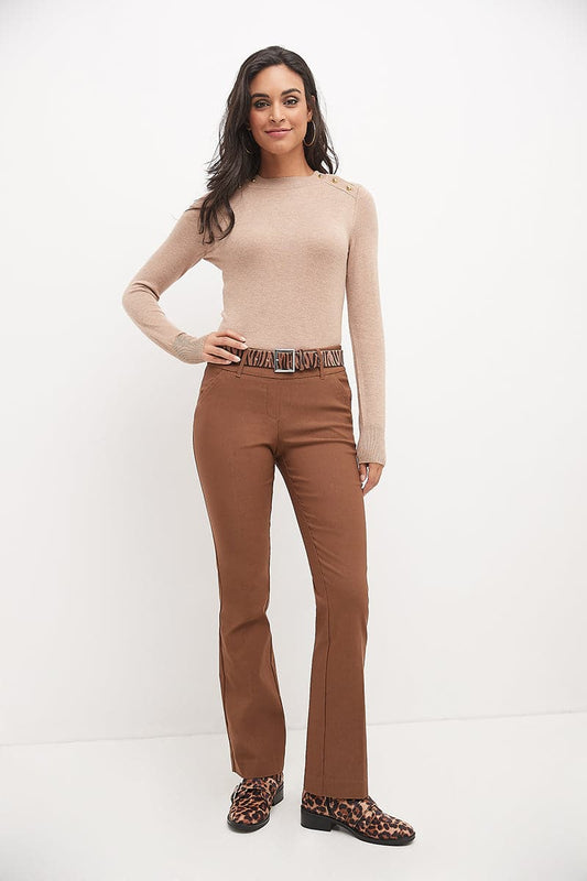 Stretch bootcut pants with tummy control and pockets