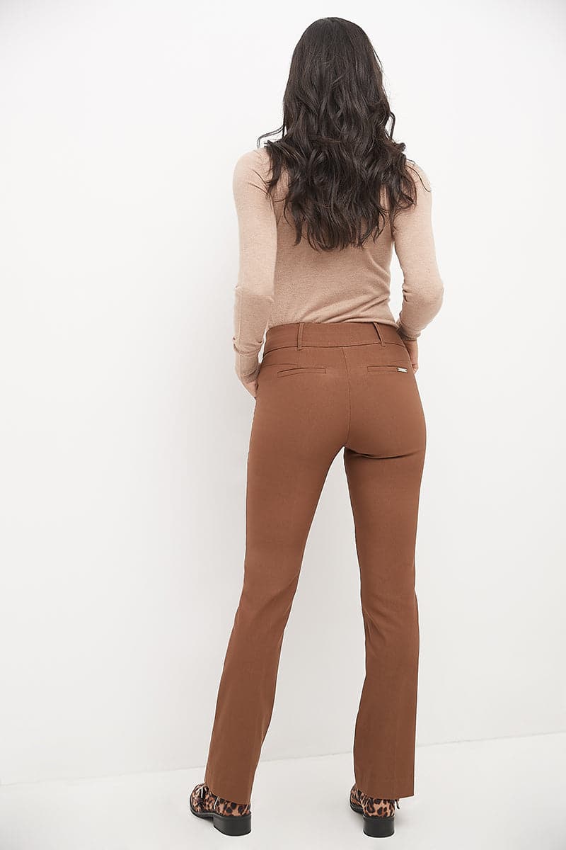 Stretch bootcut pants with tummy control and pockets