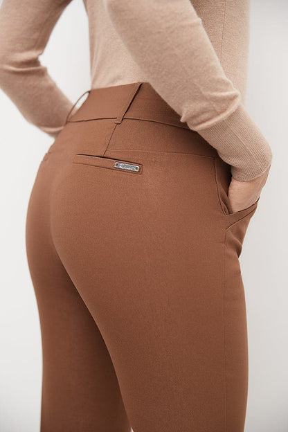 Stretch bootcut pants with tummy control and pockets