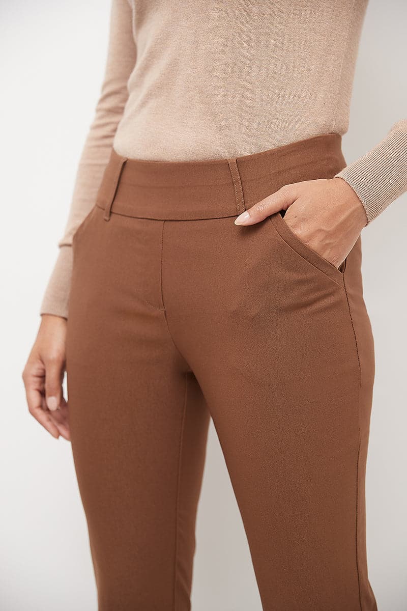 Stretch bootcut pants with tummy control and pockets