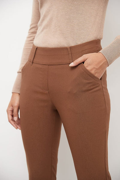 Stretch bootcut pants with tummy control and pockets