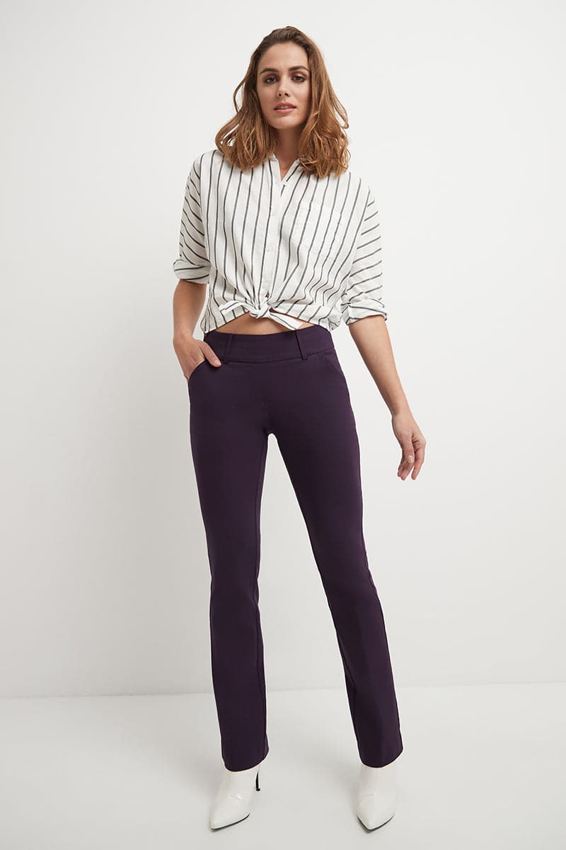 Stretch bootcut pants with tummy control and pockets