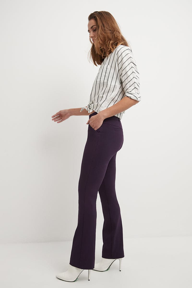 Stretch bootcut pants with tummy control and pockets