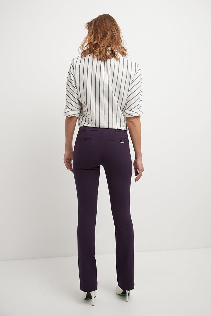 Stretch bootcut pants with tummy control and pockets