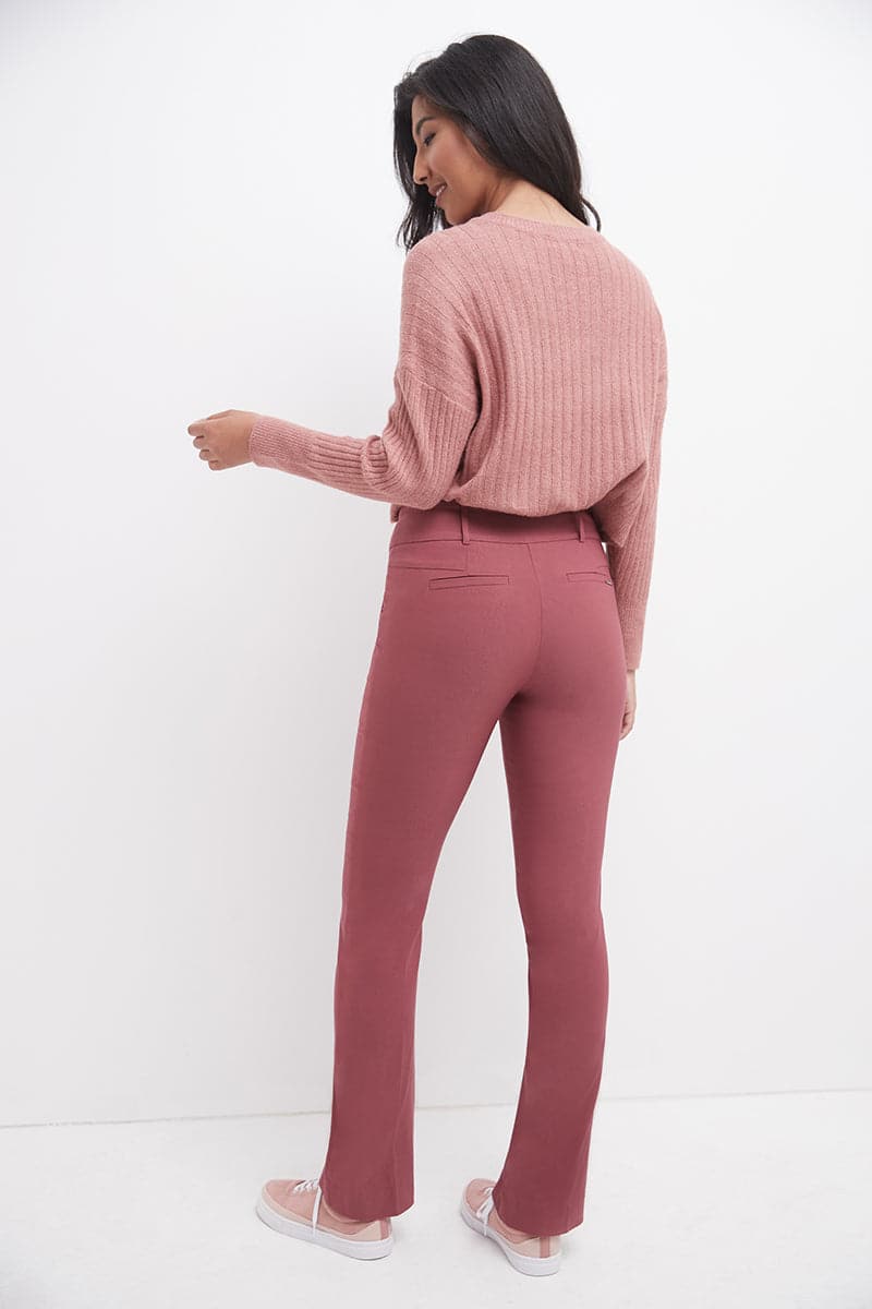 Stretch bootcut pants with tummy control and pockets