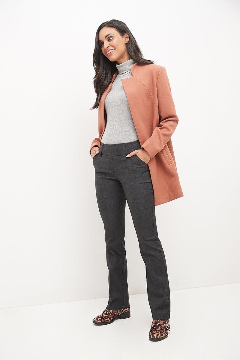 Stretch bootcut pants with tummy control and pockets
