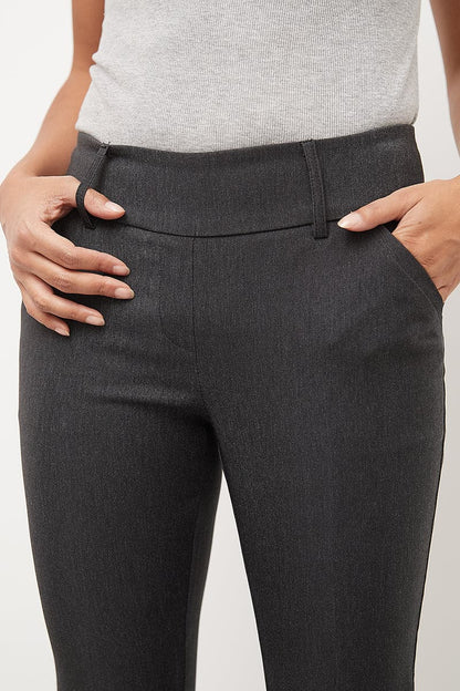 Stretch bootcut pants with tummy control and pockets