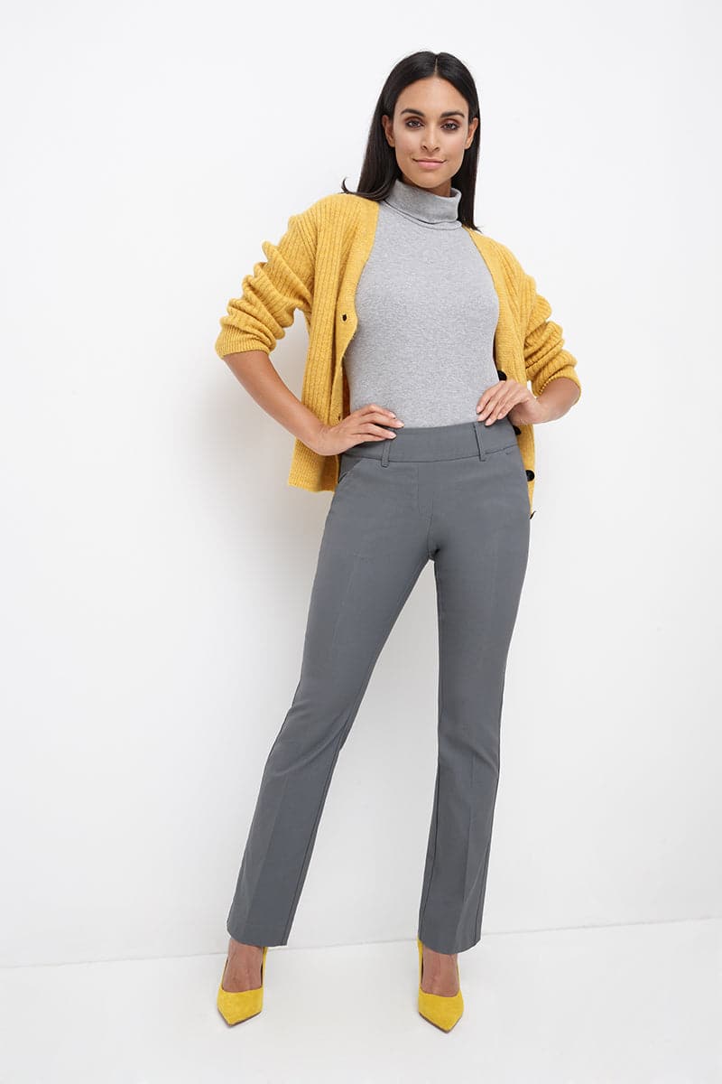 Stretch bootcut pants with tummy control and pockets
