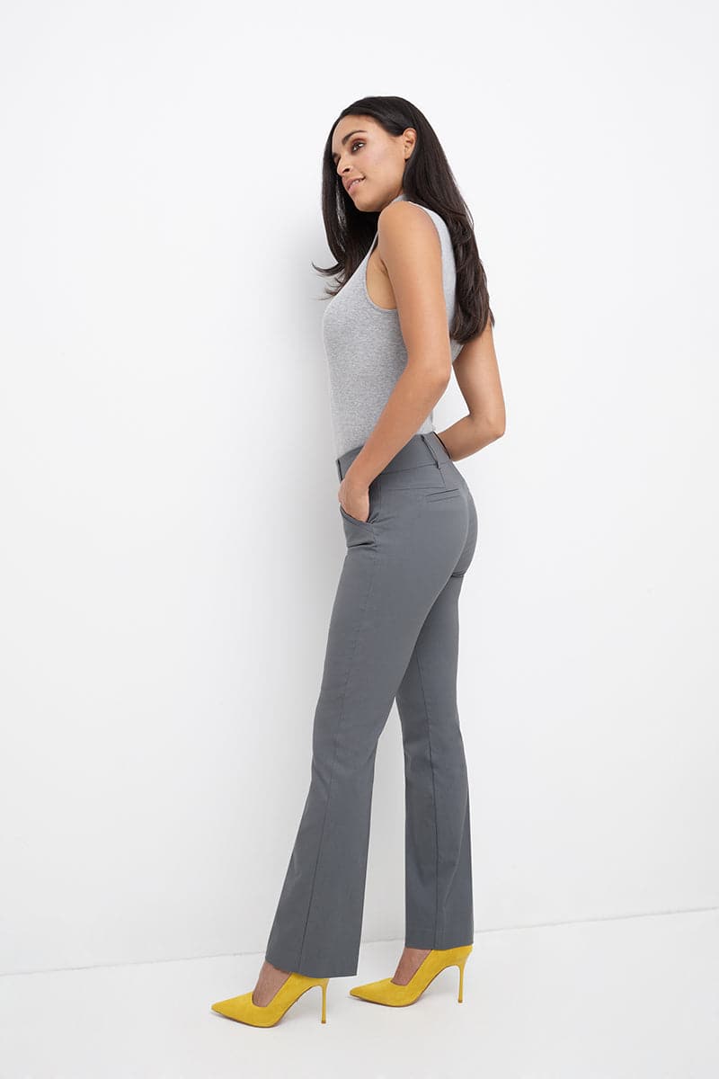 Stretch bootcut pants with tummy control and pockets