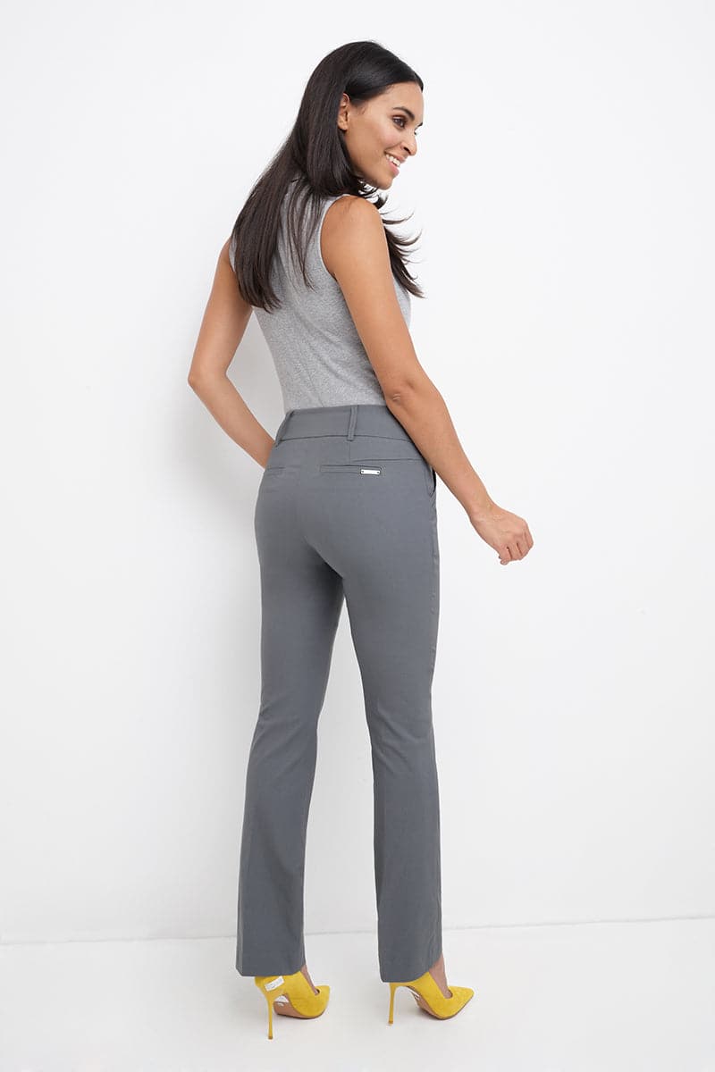 Stretch bootcut pants with tummy control and pockets