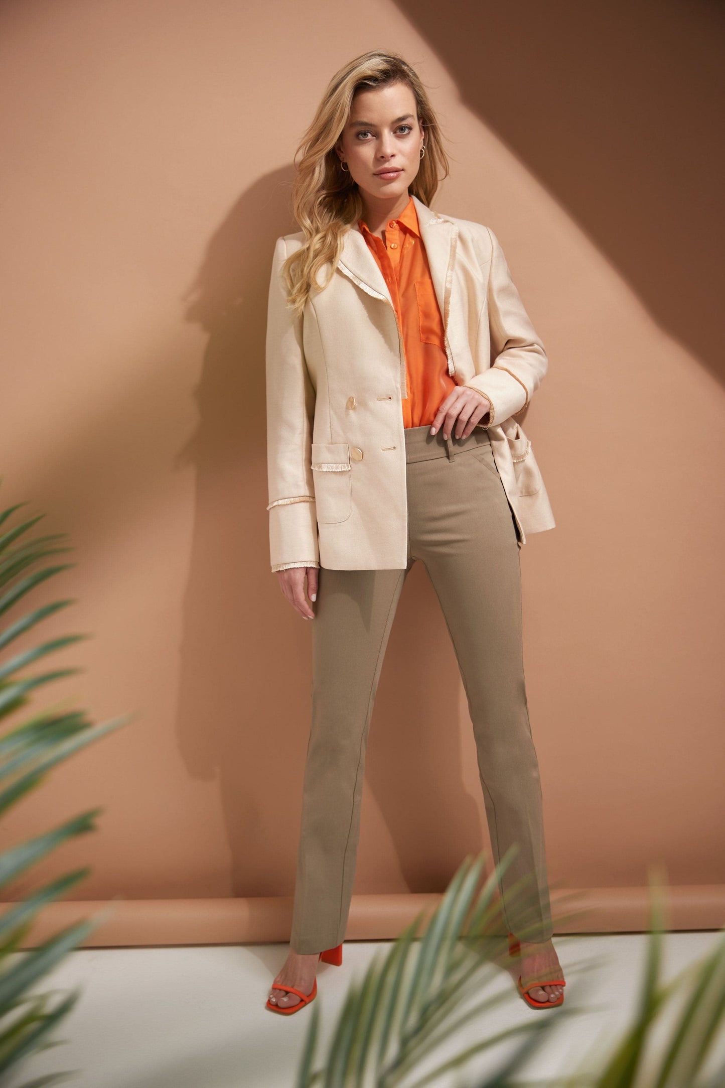 Stretch bootcut pants with tummy control and pockets