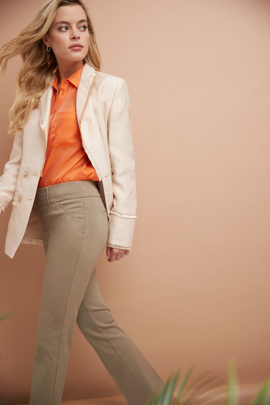 Stretch bootcut pants with tummy control and pockets